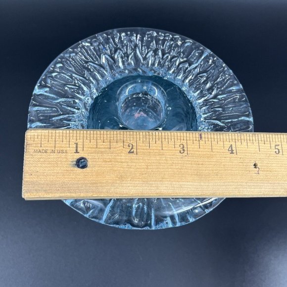 Blenko Art Glass Mushroom Taper Candle Holder Clear Glass 5 Inches Tall - Picture 10 of 14